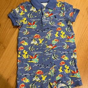 Ralph Lauren 12 month shorts onesie EUC fish print